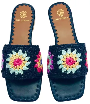 PAM RAFFIA BLACK FLATS