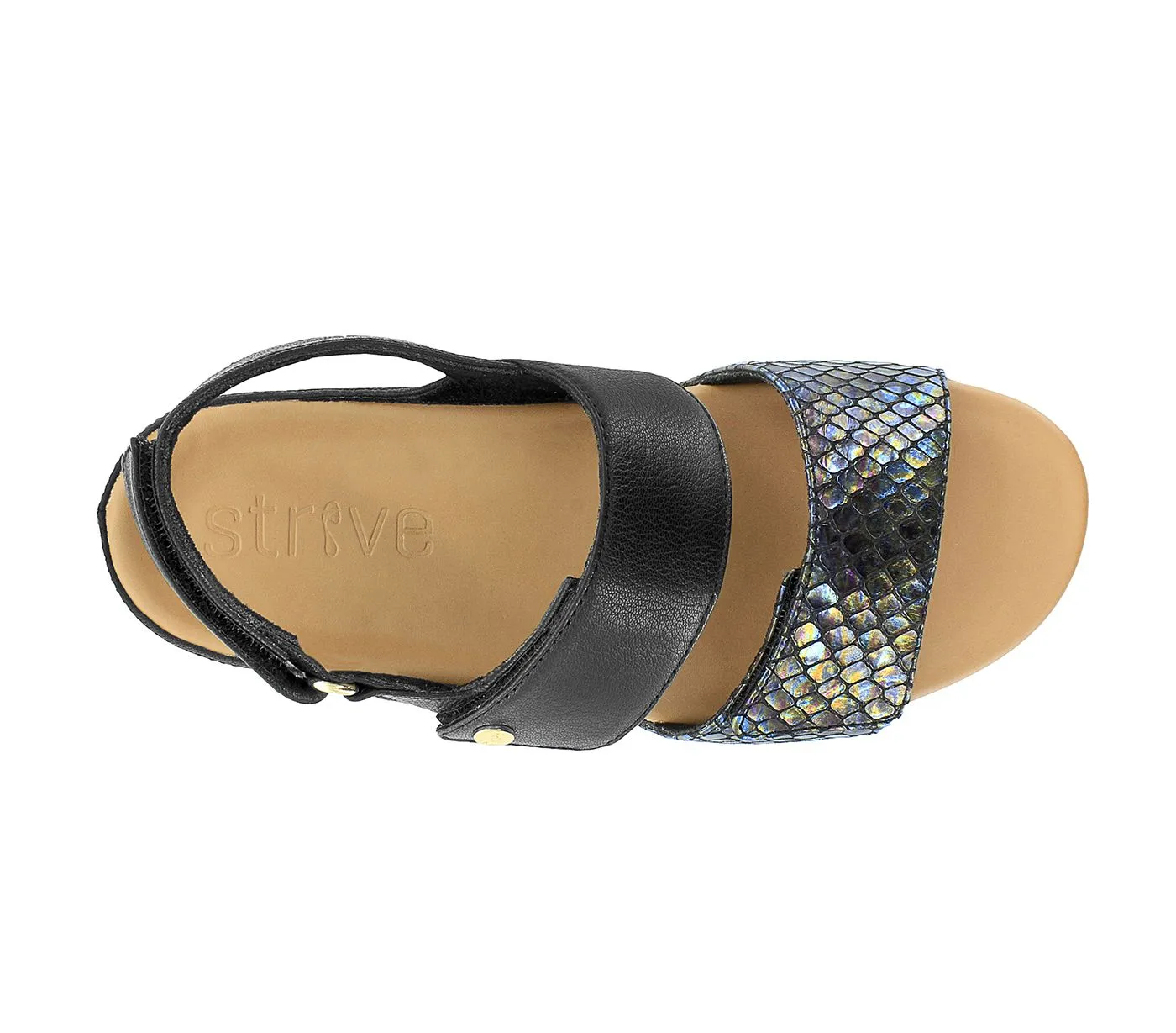 Riviera II Adjustable 3 Strap Sandal in Black Snake CLOSEOUTS