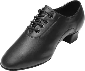 Shoes Boys Modern Dance Shoes Prom Ballroom Latin Dance Shoes Solid Color Lace Up Leather Boys Rain Boots (Black, 32)
