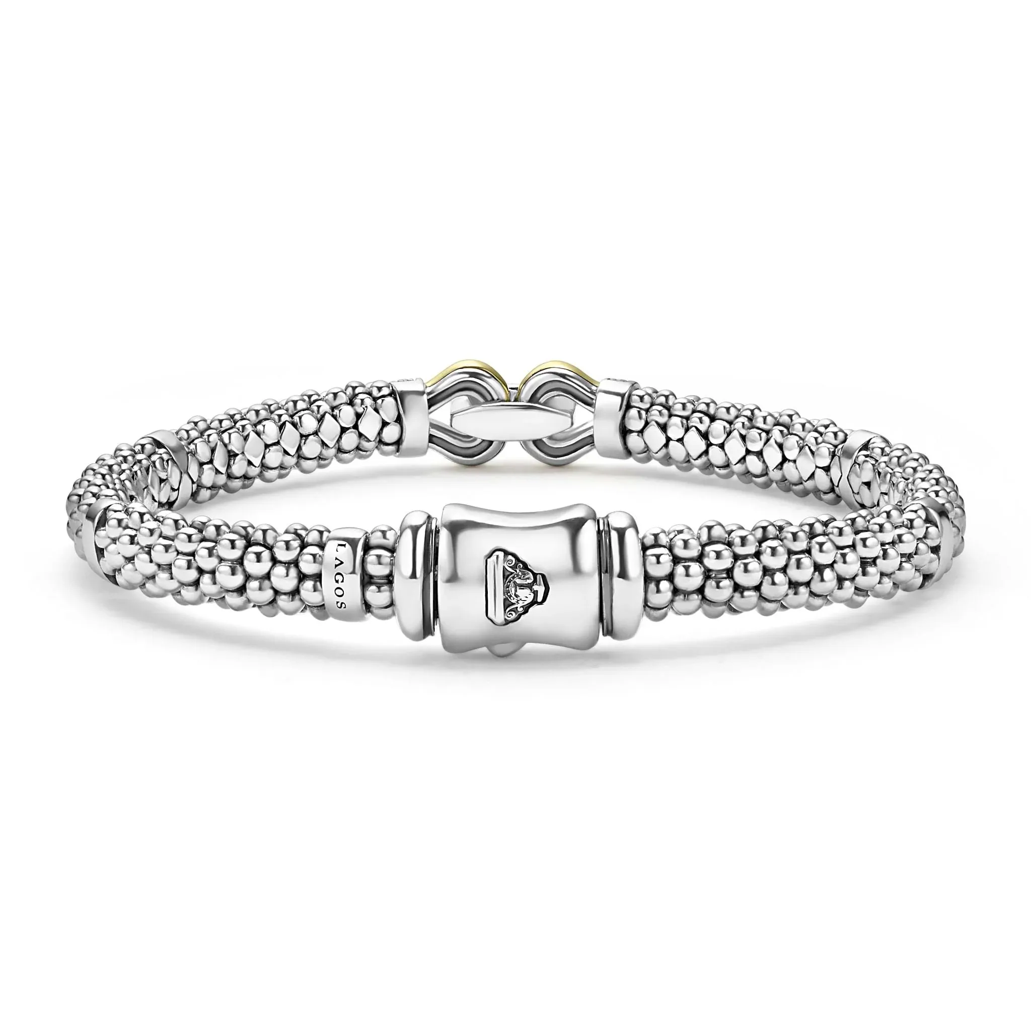Two-Tone Caviar Buckle Diamond Bracelet | 9mm