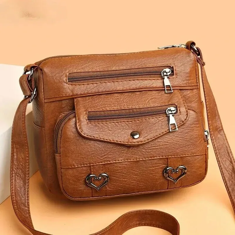 Vintage Women's Shoulder Bag, Soft Leather 'Love' Crossbody