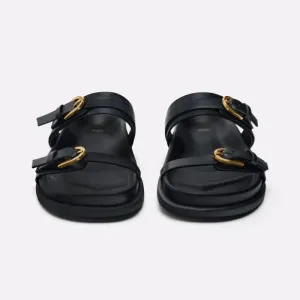 Wholesale Summer Women's Shoes with Rear Empty Black Buckle Breathable Fashion Flat Sandals