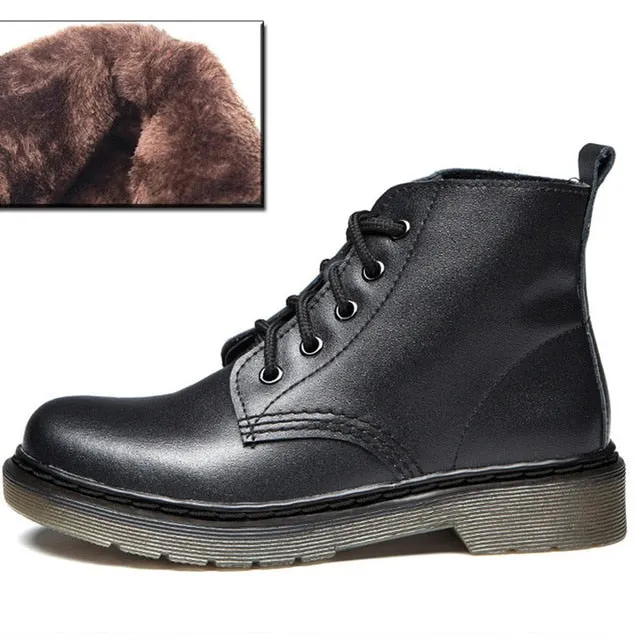 Women's Genuine Leather White Ankle Boots – Motorcycle Boots for Autumn & Winter, Punk Style Botas Mujer