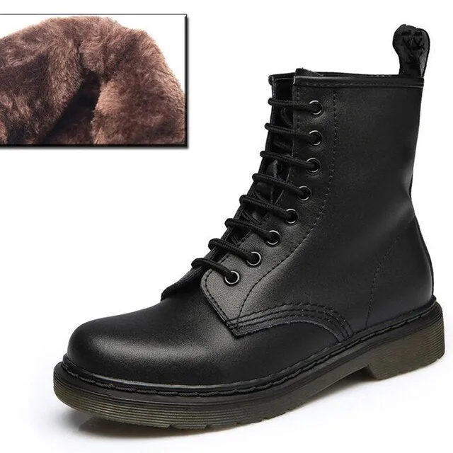 Women's Genuine Leather White Ankle Boots – Motorcycle Boots for Autumn & Winter, Punk Style Botas Mujer